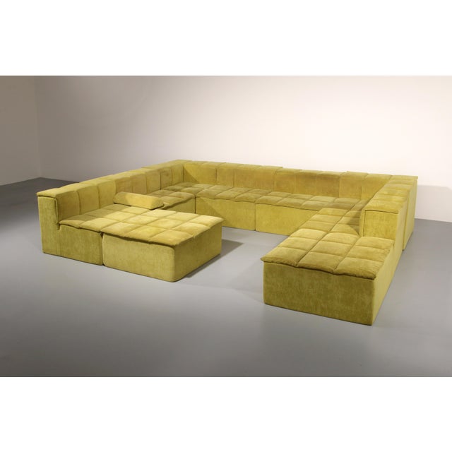 Modular Sofa in Lime Velvet, 1970s, Set of 9 For Sale - Image 4 of 12