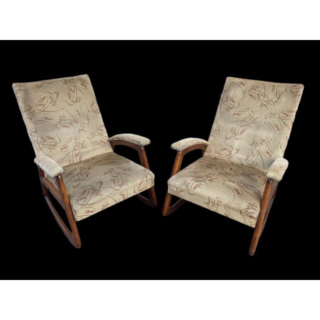 Beige Scandinavian Teak Rocking & Dining Chairs, 1970s, Set of 6 For Sale - Image 8 of 18