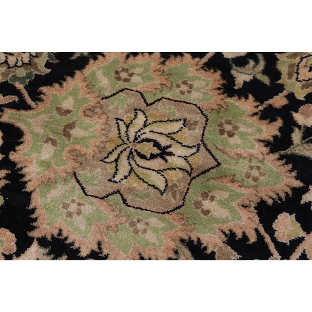 Floral Pak-Persian Black/Dark Gold Wool Rug - 10'1'' X 14'0'' For Sale In New York - Image 6 of 8