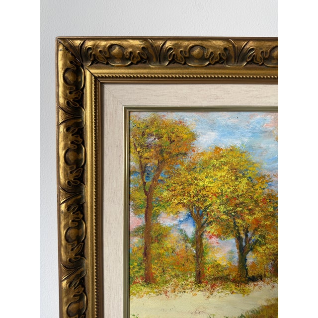 1970s 1970s Vintage Impressionist Autumn Landscape Oil on Masonite Board – Framed For Sale - Image 5 of 14