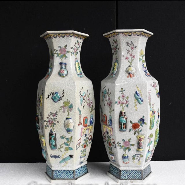 Chinese Qianlong Ceramic and Porcelain Pottery Vases, China, Set of 2 For Sale - Image 9 of 9
