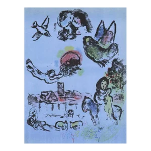 1963 Marc Chagall Original Lithograph Nocturne at Vence
