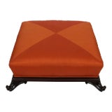 Frances Elkins Footed Turkish Ottoman in Orange Silk Upholstery For Sale