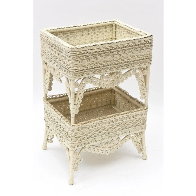 Off-white Victorian Wicker Sewing Stand For Sale - Image 8 of 11