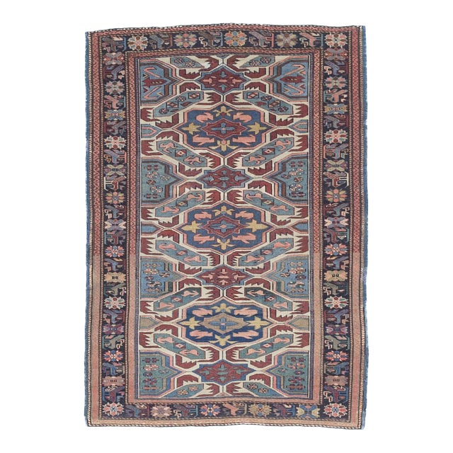 Fine Antique Caucasian Kuba Rug 3’7” X 5’1” For Sale