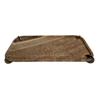 Onyx & Brass Coin Tray For Sale