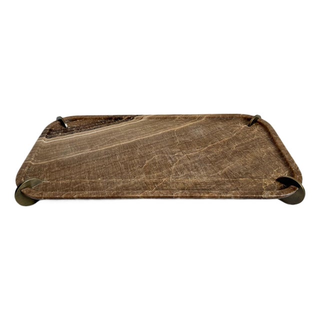 Onyx & Brass Coin Tray For Sale