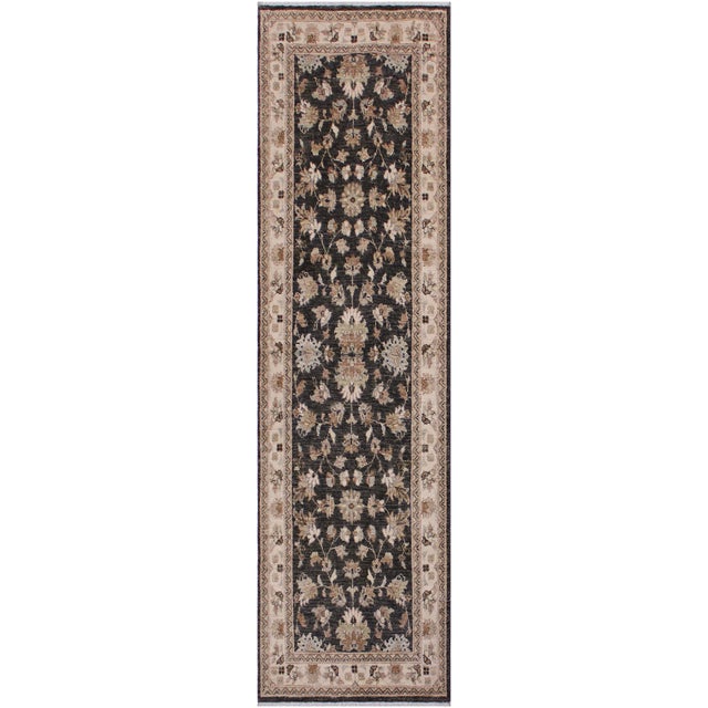 Boho Chic Ziegler Gray/Ivory Wool Runner Rug- 2'7'' X 8'2'' For Sale - Image 10 of 10