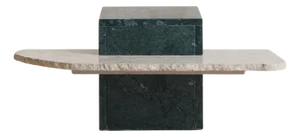 Italian Verde Marble + Limestone Side Table, 1970s