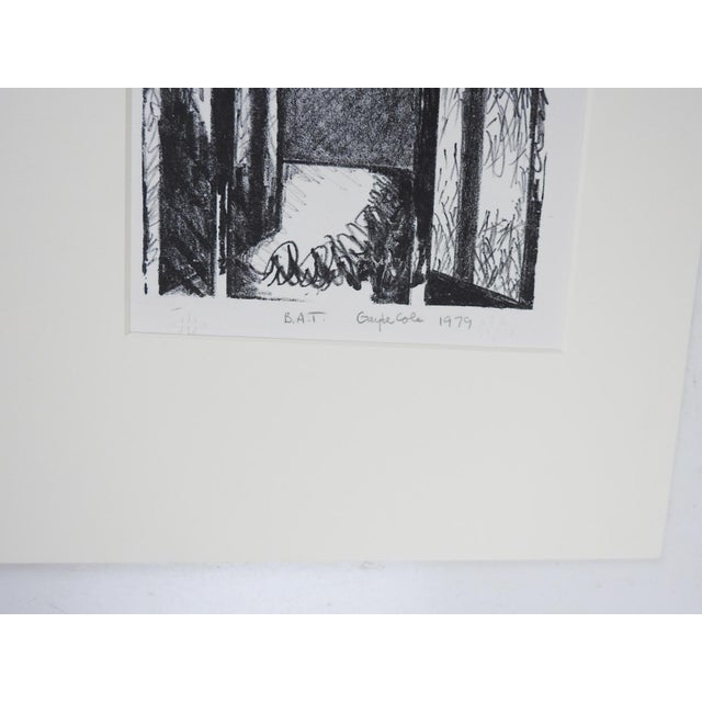 1979 abstract lithograph on paper geographic black and white print. Signed Gayle Cole, BAT “bon à tirer” (artist proof)...