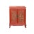 Asian Oriental Red Matte Golden Relief Carving Small Cabinet Chest For Sale - Image 3 of 13