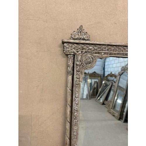 Large Antique French Painted Column Framed Mirror, 1800s For Sale - Image 6 of 8