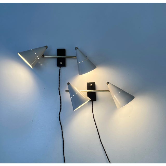 Mid-Century Sconces, 1950s, Set of 2, in Flawless conditions. Designed 1950 to 1959 European Plug (up to 250V).The wiring...