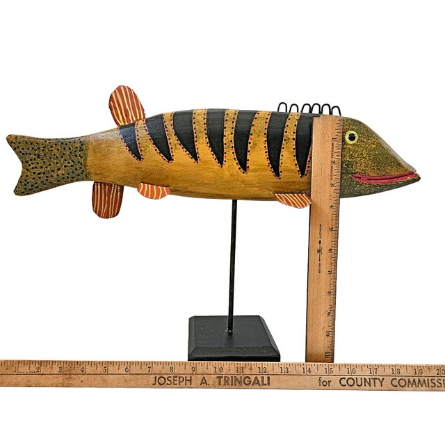 Contemporary Folk Art Fish Decoys by Ronald Derrow Set of 2 For Sale - Image 18 of 18