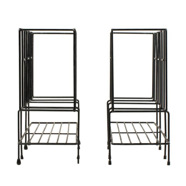 Mid-Century Modern 1950s Mid Century Metal Record Rack Attributed to Sol Bloom- a Pair For Sale - Image 3 of 4