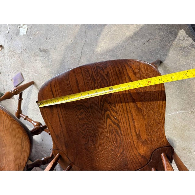Set of 4 Nichols & Stone Brace Back Windsor Style Oak Side Chairs For Sale - Image 16 of 17