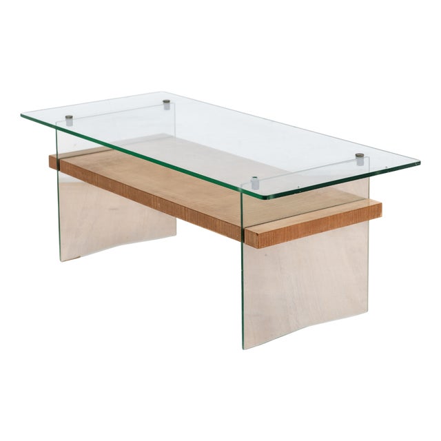 Coffee Table in Tempered Glass by André Monpoix, 1950 For Sale