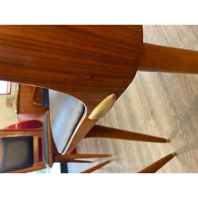 Italian Wooden Chairs in Leather and Brass, 1950s, Set of 6 For Sale - Image 16 of 18