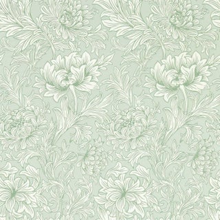 Morris & Co Chrysanthemum Toile Wallpaper in Willow For Sale