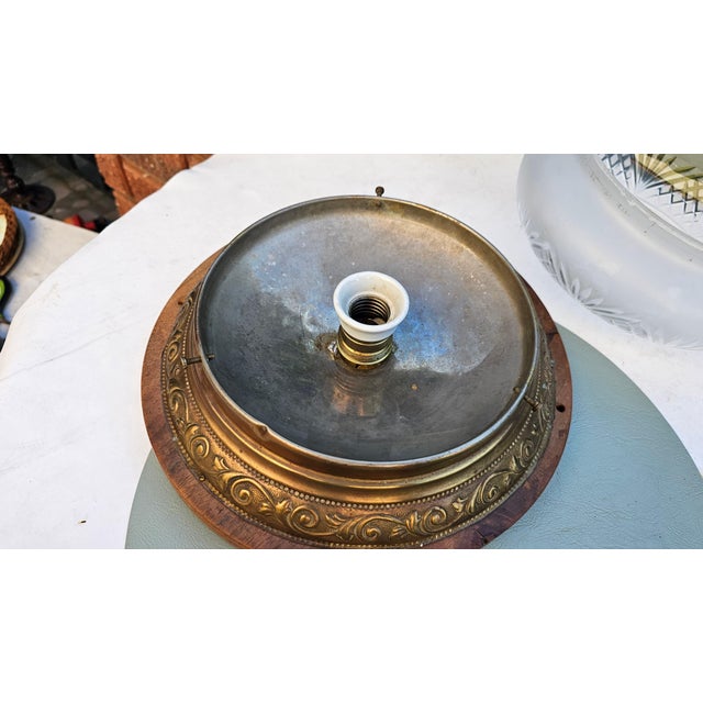 Antique Ceiling Lamp in Brass and Glass, 1890s For Sale - Image 5 of 9