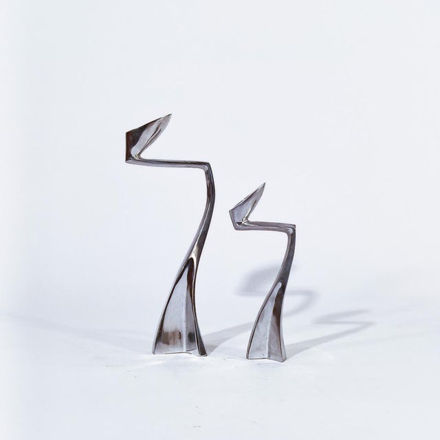 Brutalist candelabras by Matthew Hilton, England, 1980s, set of 2. Brutalist-style sculptural bodies made of aluminum....
