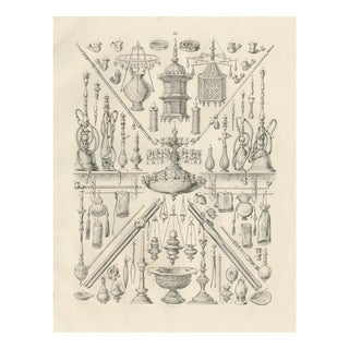 Islamic Lamps and Hookahs Object Study, 1846, Paper For Sale