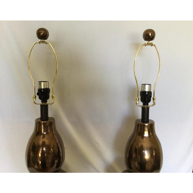Vintage Christopher Spitzmiller Style Gourd Lamps, Set of Two For Sale - Image 4 of 18