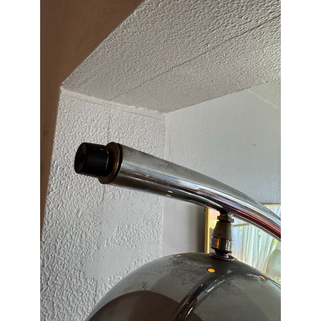 Vintage Mid‑Century Modern Chrome Space Age Arc Chrome with Globe Shade Floor Lamp For Sale - Image 4 of 8