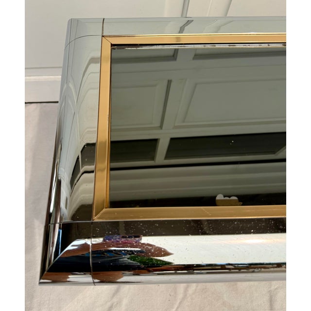 1970s 1970's Chrome and Brass Console With Mirrored Top Attributed to Paul Evans For Sale - Image 5 of 12