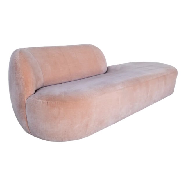 Lee Industries Modern One Arm Slipper Sofa in Velvet For Sale