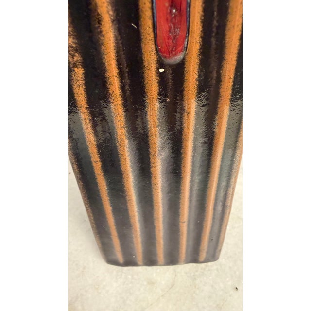 19thC Mid-Century Modern Italian "Tessuto" Slender Ribbed Stoneware Vase — 19" For Sale - Image 10 of 12