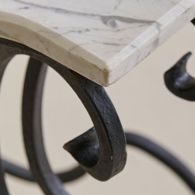 French Wrought Iron Console with White Marble Top, 1940s For Sale - Image 11 of 11