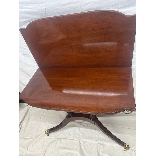 Traditional Vintage Baker Mahogany Drop-Leaf Pedestal Desk Console Table" For Sale - Image 3 of 8