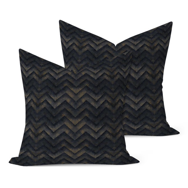 Pair of handcrafted pillows fashioned with Rhapsody in Azurite fabric on the front and backed in a flax colored linen....