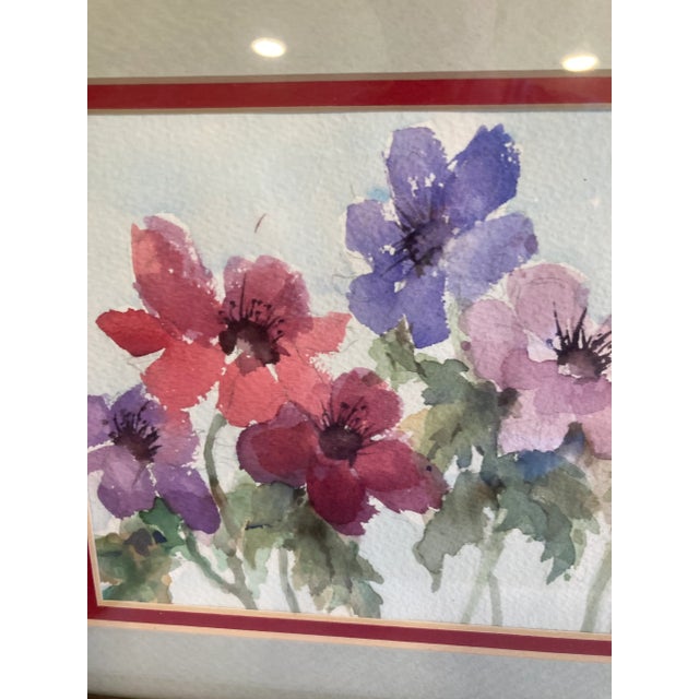 Late 20th Century Vintage Watercolor Floral Print in Wood Frame – Signed Artwork For Sale - Image 9 of 10