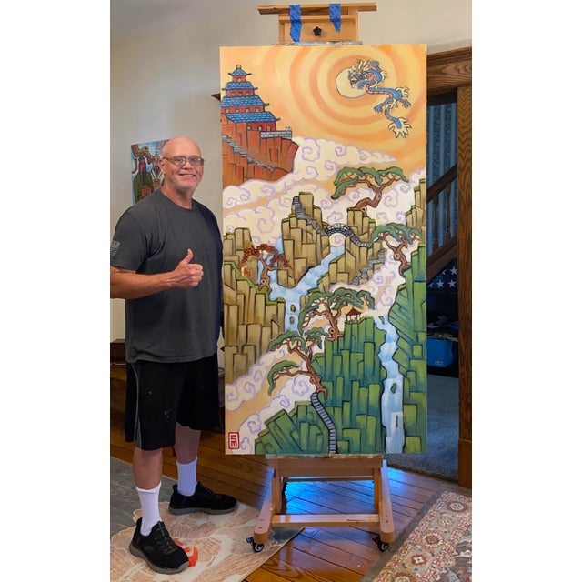 Chinese Landscape Original Oil Painting Stephen McDonough For Sale - Image 9 of 10