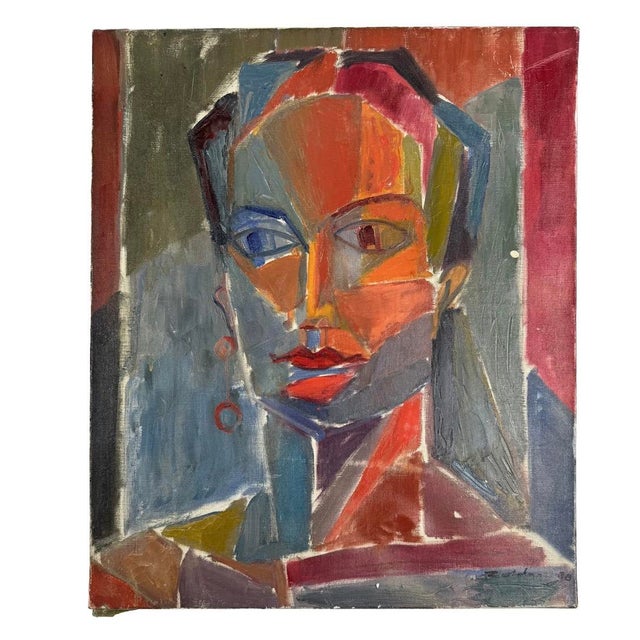 French Abstract Painting of a Woman on canvas