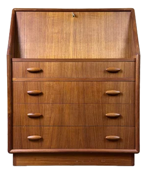 Danish Modern Teak Secretary Chest of Drawers from Dyrlund, Denmark, 1960s