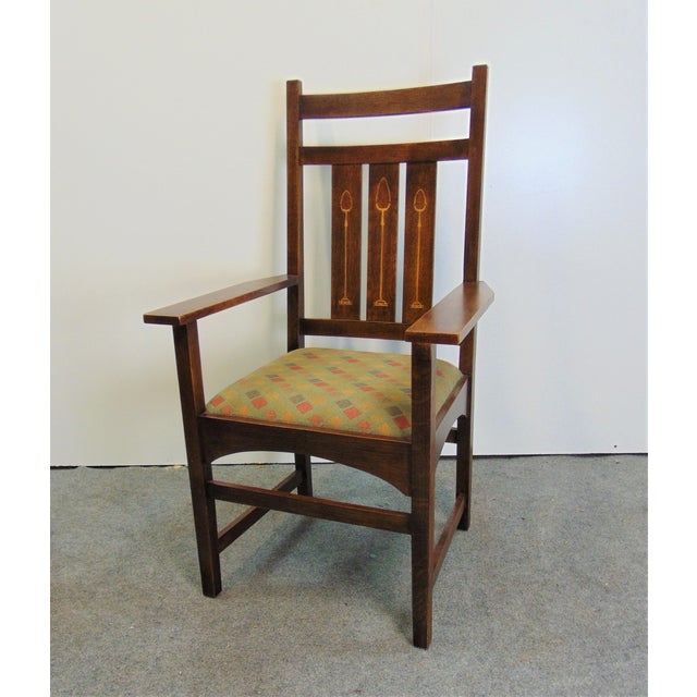 Stickley Harvey Ellis Design Oak Inlaid Arm Chair Chairish