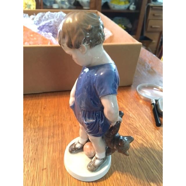 Royal Copenhagan Royal Copenhagen Boy With Teddy Bear Figurine For Sale - Image 4 of 6