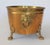 Vintage Oval Brass Cachepot W/ Lion Head Handles, Paw Feet and Etched Asian Motif For Sale - Image 11 of 18