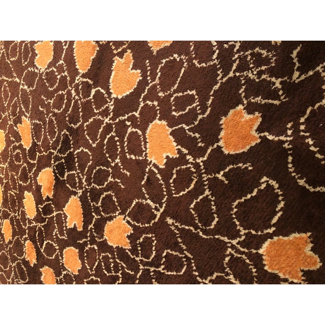 20th Century French Brown & Orange Floreal Square Rug, 1900s For Sale - Image 13 of 16