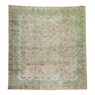 Early 20th Century Zabihi Collection Large Worn Neutral Persian Rug - 11'10" x 16'2" For Sale
