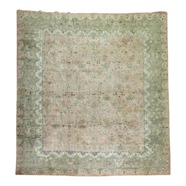 Early 20th Century Zabihi Collection Large Worn Neutral Persian Rug - 11'10" x 16'2" For Sale