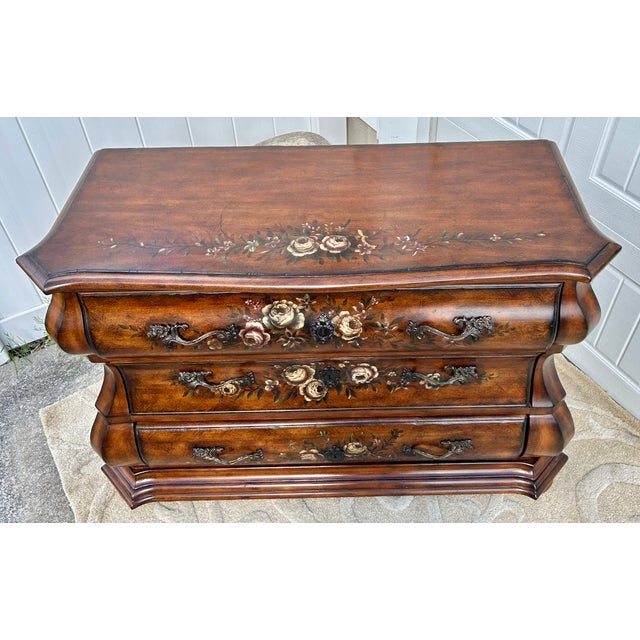 Ethan Allen Bombe Chest Tuscany Painted 3 Drawer Commode French Country Dresser For Sale - Image 10 of 13