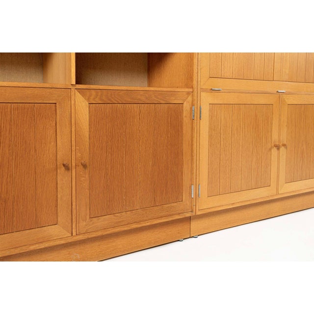 Danish Modern Oak Modular Wall Unit, Mid Century Bookcase Display Cabinet For Sale In Detroit - Image 6 of 18