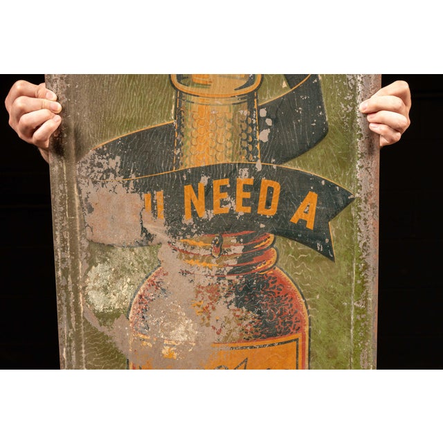 Antique Nu-Grape Embossed Painted Tin Advertising Sign For Sale - Image 4 of 8