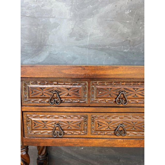1920s Spanish Renaissance Style Console Table with Spiral Turned Legs, 1920s For Sale - Image 5 of 9