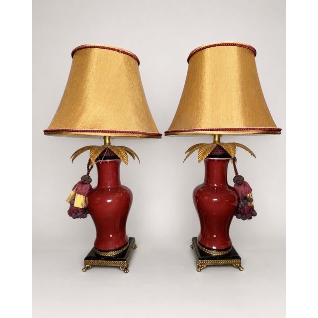 Hollywood Regency 1970s Hollywood Regency Frederick Cooper Red Lamps With Silk Tassels, a Pair For Sale - Image 3 of 13