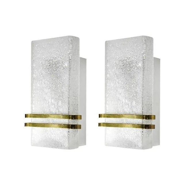 Mid-Century Modern 1960s Murano Glass and Brass Sconces by Doria Leuchten - a Pair For Sale - Image 3 of 6